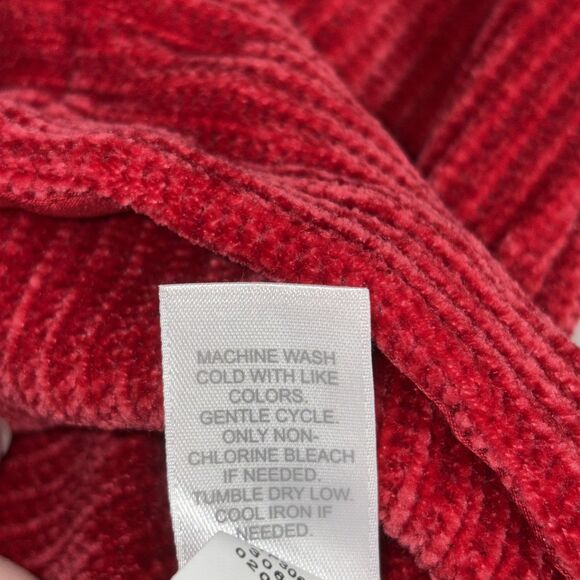 J.Jill Wearever XL Chenille Tunic Pullover Boat Neck Red Side Vents Long Sleeve - Picture 7 of 12
